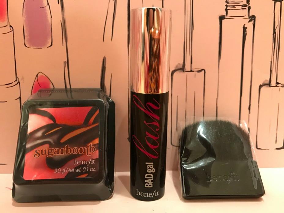 Benefit LOT! Sugarbomb Blush w/Brush & BadGal Lash Mascara! NEW TRAVEL