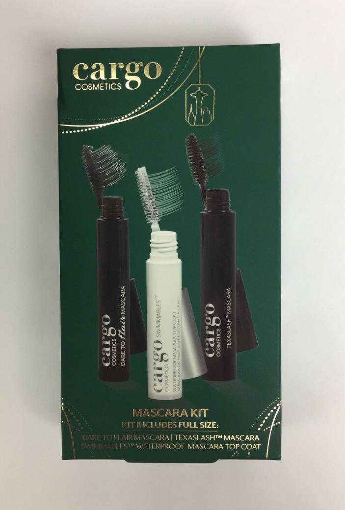 Cargo Mascara Kit 3pc Dare to Flair Texaslash Swimmables Top Coat FULL Size NEW