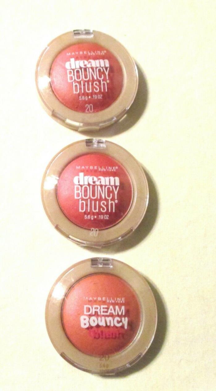 3 MAYBELLINE BOUNCY DREAM BLUSH #20 PEACH SATIN LOT OF 3 SEALED FREE SHIP