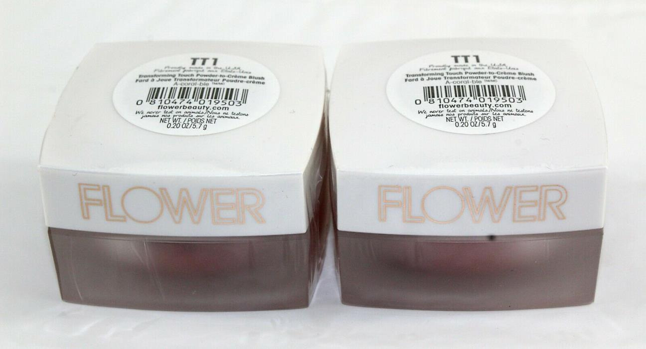Flower Drew Barrymore Powder To Creme Blush TT1 A-Coral-Ble LOT OF 2
