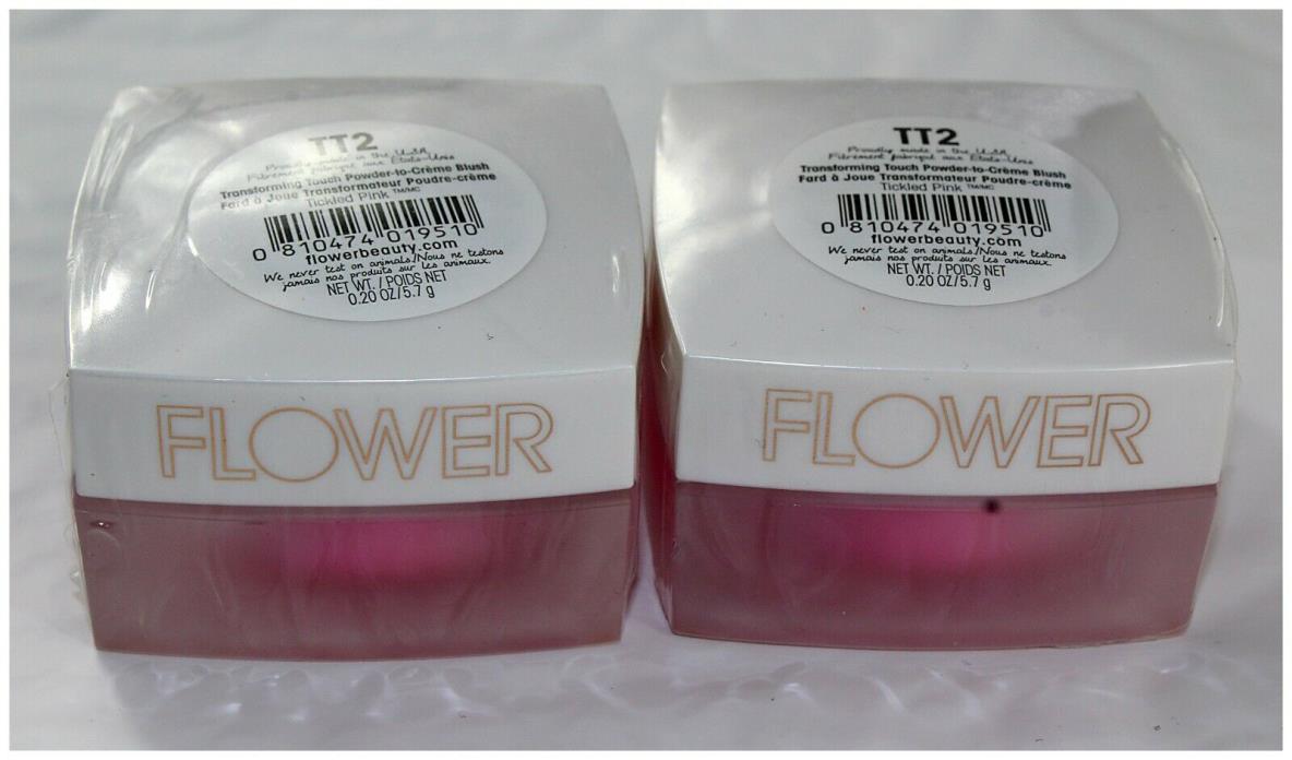 Flower Drew Barrymore Powder To Creme Blush TT2 Tickled Pink LOT OF 2