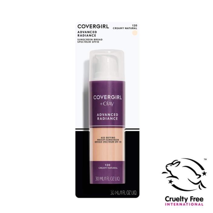 COVERGIRL Advanced Radiance Age Defying Foundation Makeup, Creamy Natural 120, 1