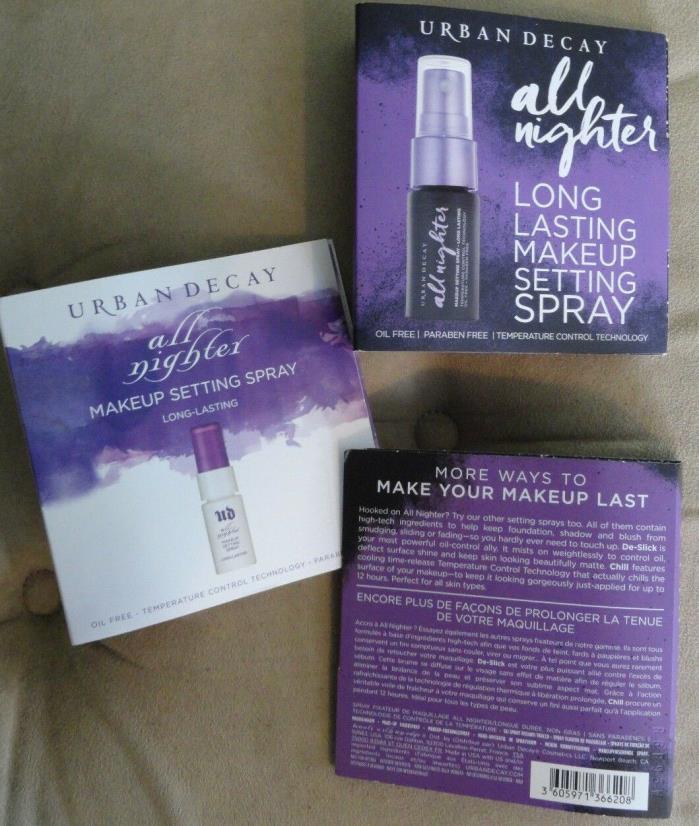 Urban Decay Lot of 3 All Nighter Long Lasting Makeup Setting Spray 0.5 oz Each