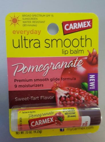 CARMEX Ultra Smooth Lip Balm SPF15 POMEGRANATE Smooth Glide NINE Moisturizers $3