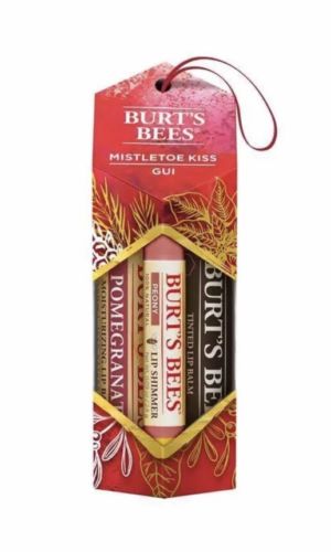 Burt's Bees Mistletoe Kiss Holiday Gift Set of 3 100% Natural Lip Balm!