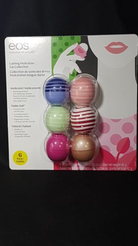 EOS Lip Balm 6 Pack Wildberry,Ginger,Coconut Milk,Cucumber,Peppermint,Chamomile