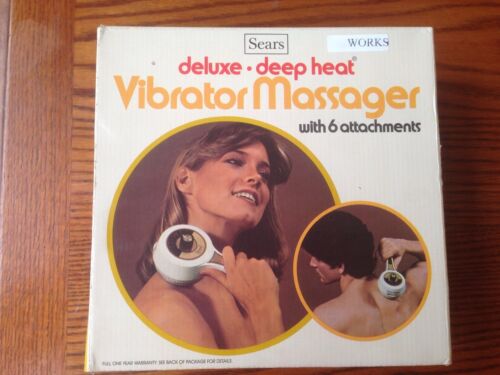 VINTAGE MASSAGE SEARS DELUXE DEEP HEAT VIBRATOR MASSAGER HEAT + 6 ATTACHMENTS!