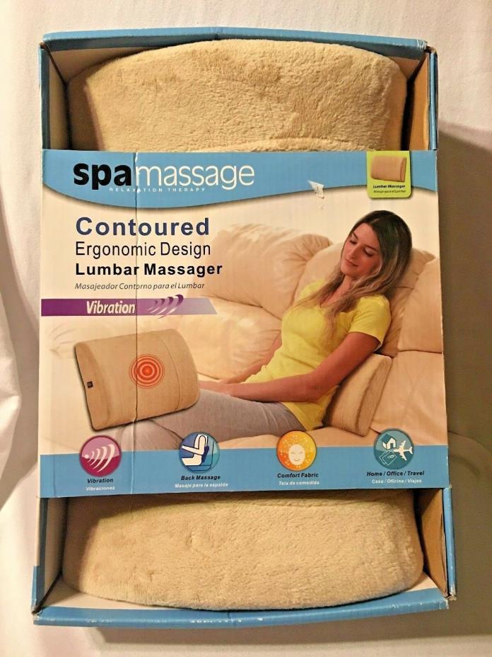 Spa Massage Lumbar Massager Contoured with Vibration Beige Velour NEW NIB