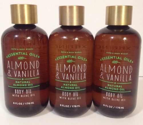 Bath & Body Works Almond & Vanilla Body Oil With Olive Oil 6 oz Lot of Three