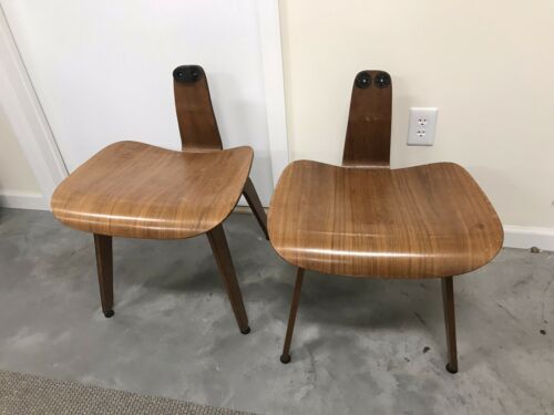 2 Vintage Eames Molded Plywood Wood Side Chair Herman Miller Parts