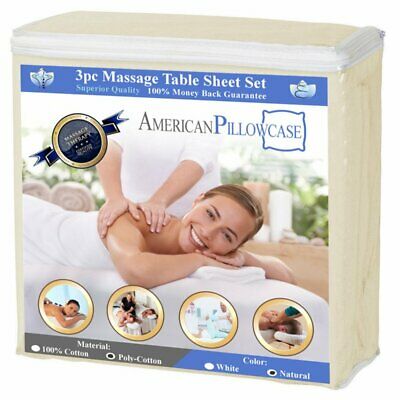 AMERICAN PILLOWCASE 3 Massage Table Sheets, Luxury Spa-Quality Linens, Ivory