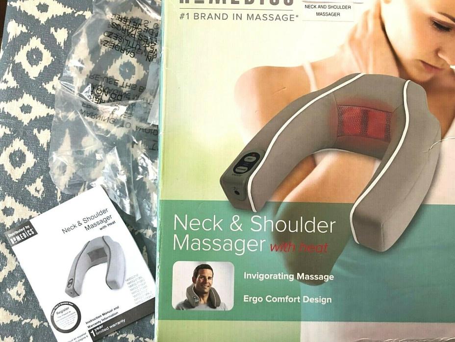 Neck and Shoulder Massager with Heat 2 Speed Polyester Cover 4AA Batteries (n/i)