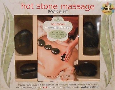Hot Stone Massage Therapy Book & Kit Basalt River Stones Set S3