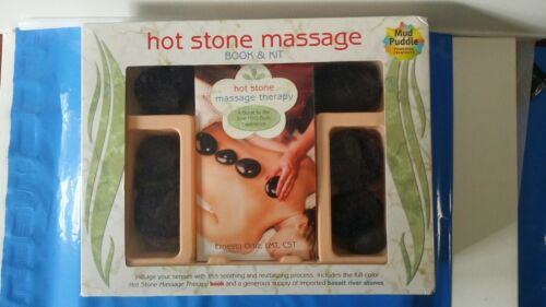 Hot Stone Massage Therapy Book & Kit Basalt River Stones Set  relax