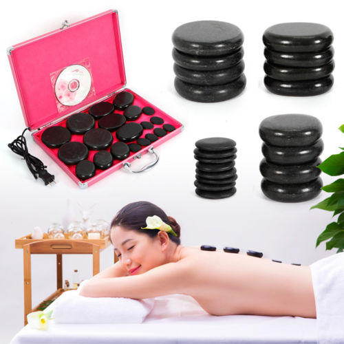 20Pcs Hot Massage Hot Stones Set Basalt Rock for Spa, Massage Therapy & Box UPS