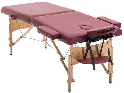 Pro Massage Table Carrying Case With All Accessories Facial Spa Burgundy Color