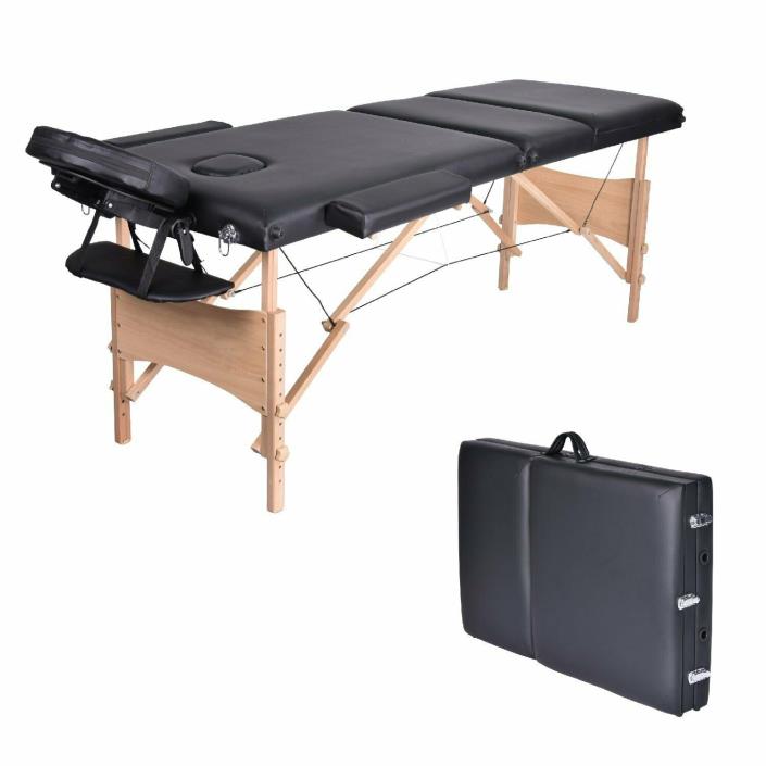 Massage Wood Treatment Table 3 Section Professional Portable Folding Facial Bed