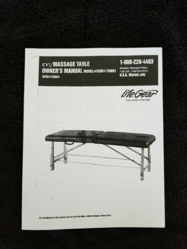 Massage Table Owner's MANUAL - Model #55561/55661 Life Gear
