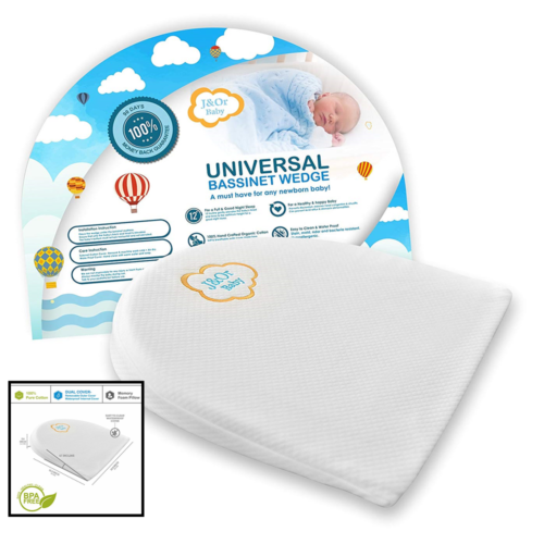 Universal Baby Bassinet Wedge & Pregnancy Pillow Reduce Spit Ups Acid Reflux Con