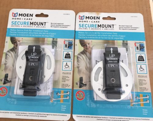 2 Moen Home Care Chrome Secure Grab Bar Mount Anchors Bathroom Safety SMA1005CH