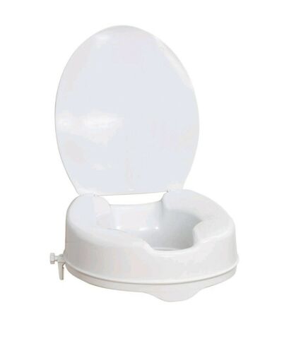 NEW AquaSense Raised Toilet Seat with Lid, White, 4 Inches , NIB,