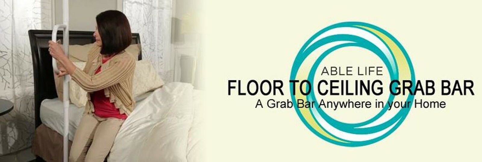 Able Life Universal Floor to Ceiling Grab Bar - Tension Mounted