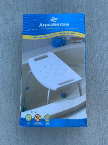 New AquaSense Adjustable Bath and Shower Chair with Non Slip White Seat