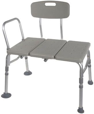 Drive Shower Seat Reversible Adjustable Backrest-Height Plastic Bench Gray