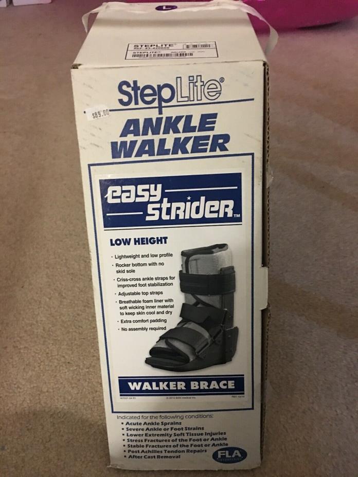 NEW IN BOX Step Lite Easy Strider Ankle Walker Brace FLA Low Height Size L