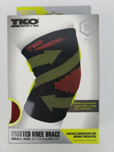 TKO Knitted Knee Brace 3D Contoured Fit Black Red Size S 12