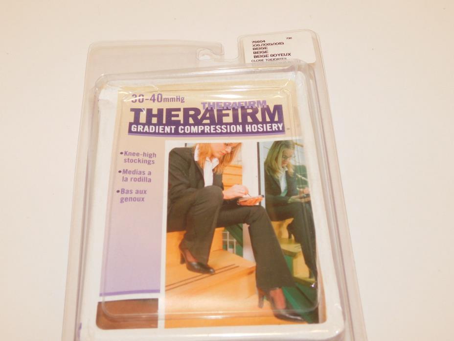 Therafirm Gradient Compression Hosiery 30-40mmhg Knee Hi CLO/Toe XXL Beige 76604