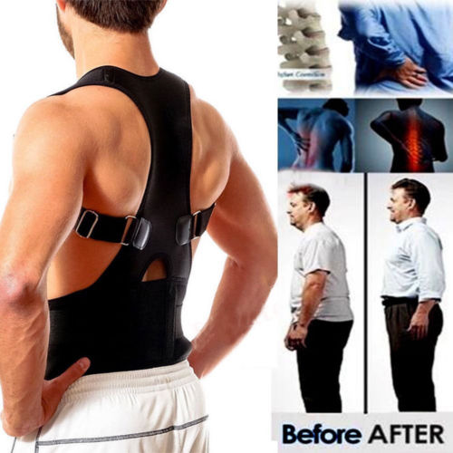 US Posture Corrector Support Magnetic Back Shoulder Brace Belt For Men Women SFC