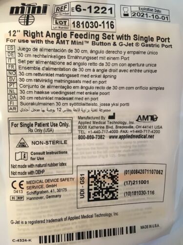 12 AMT Mini 12” Right Angle Feeding Set With Single Port