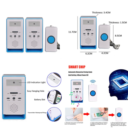 Patient Alert Alarm System Wireless Pager Home Safety Emergency Call Button Door