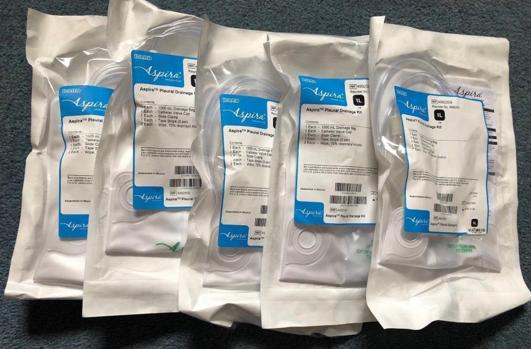 Aspira Pleural 1 Liter Drainage Kit #4992301 Set of 5 Packages Exp:11/30/2019