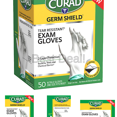 CURAD Germ Shield Nitrile Exam Gloves, Disposable Gloves are Tear Resistant, ...