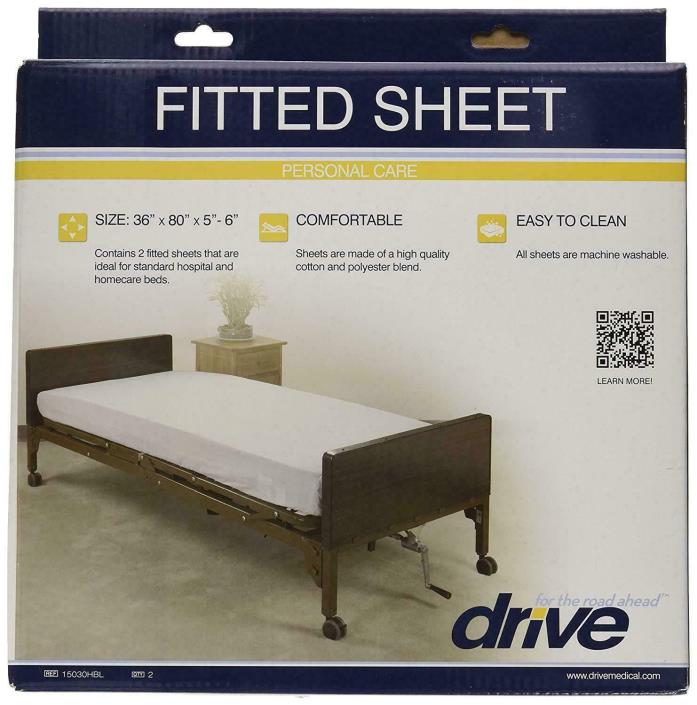 Drive Medical 15030HBL Hospital Bed Fitted Sheets, White, 36