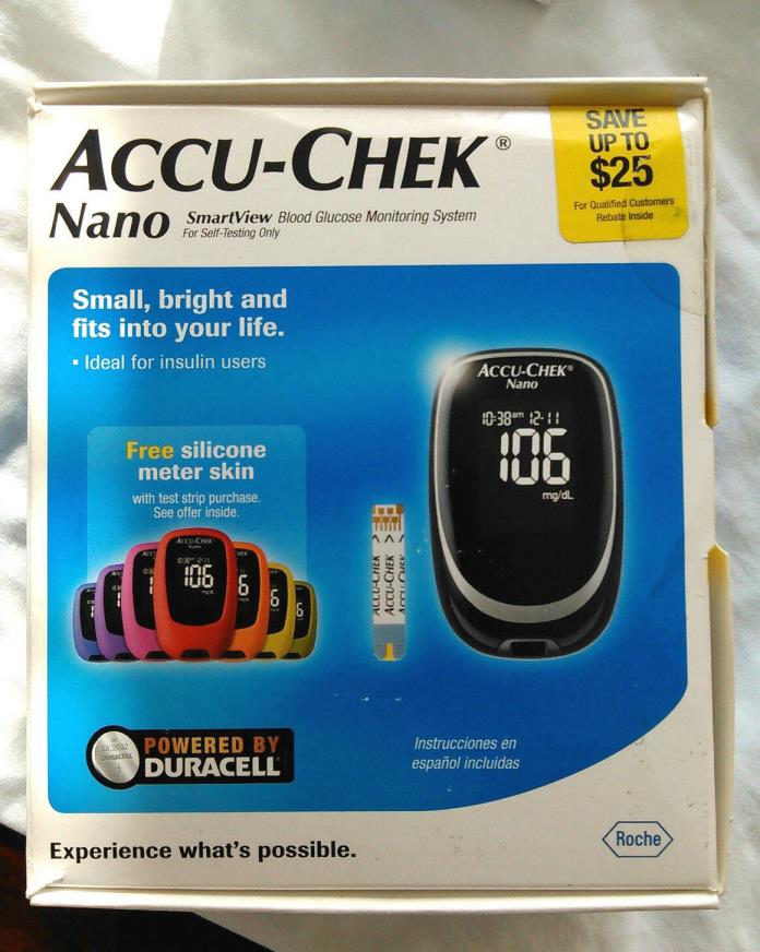 Accu-Chek Nano Smart View Blood Glucose Monitor Test System monitoring w Lancet