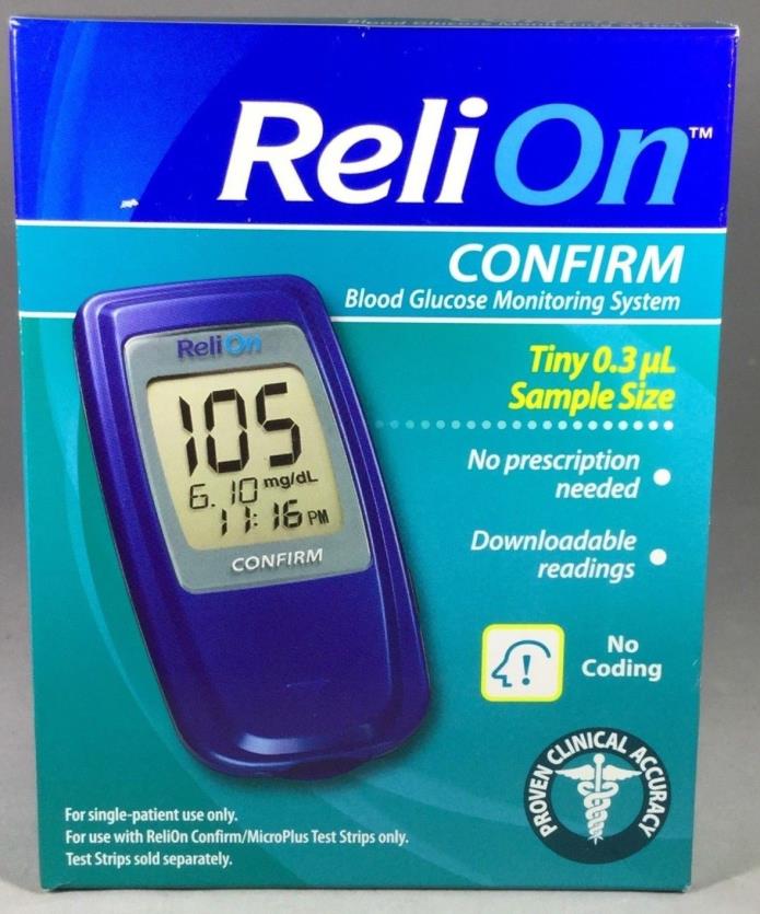 ReliOn Confirm Blood Glucose Monitor New in Box