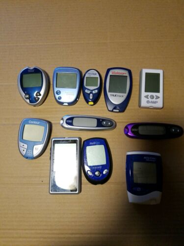 Lot Of Diabetic testing meters used Accu Chek Contour One Touch Ultra Free Style
