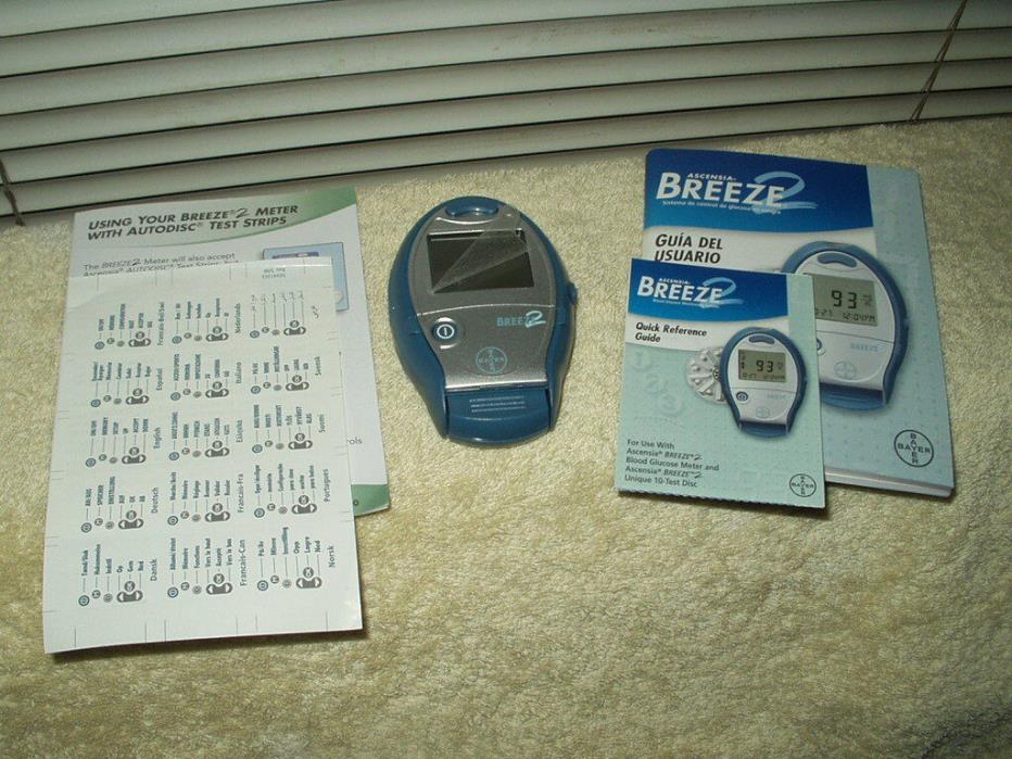 ascensia breeze2 breeze 2 blood glucose meter monitor & manuals #1440