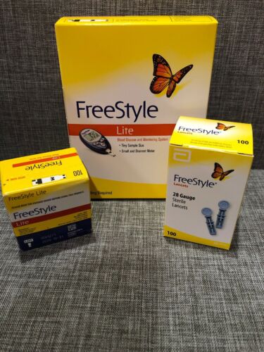 Freestyle Lite Blood Glucose Monitoring System w/FSL Test Strips 100ct & Lancets