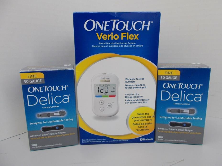 One Touch Verio Flex Blood Glucose Monitoring System Diabetes Care & 200 Lancets