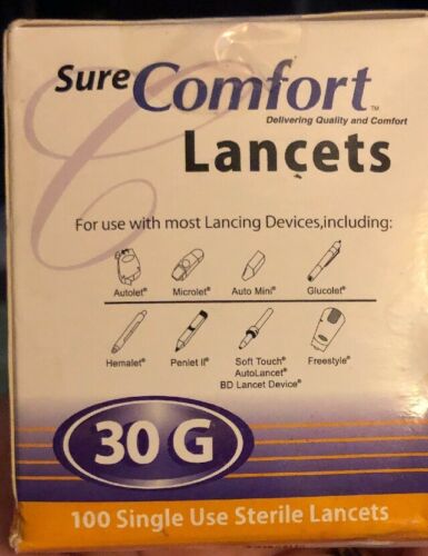 Sure Comfort Lancets 30 G, Sterile Single Use In Sealed Protective Bag, 100 ct