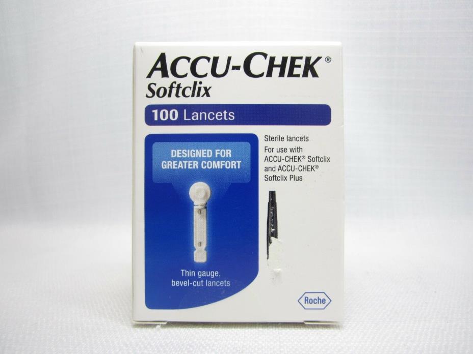 100 Accu-Chek Softclix Lancets Exp 3/2022 New Sealed Box AccuChek Plus Scuff