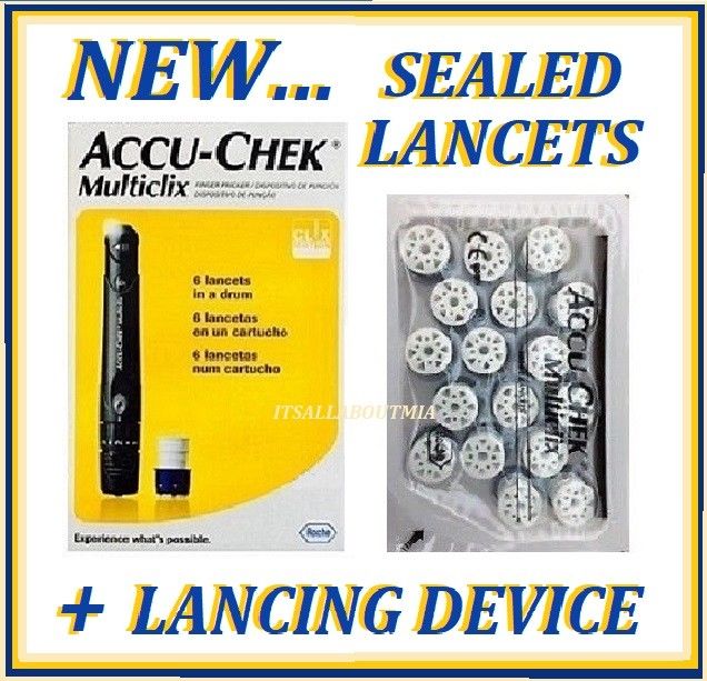 NEW Adjustable Accu-Chek MULTICLIX Lancing Device + 102 Sealed Lancets, ROCHE