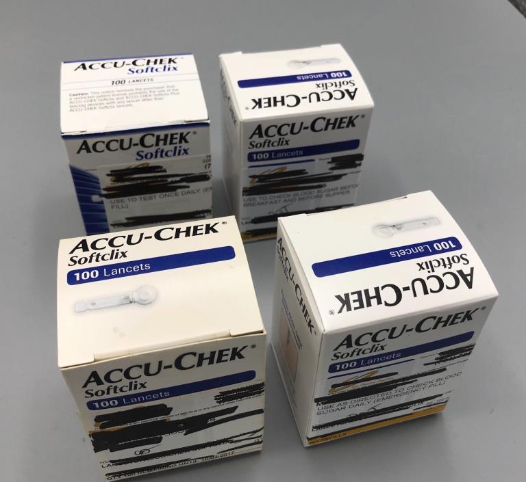 Lot of LANCETS 4 Boxes ACCU CHEK SOFTCLIX (4 x 100) = 400 total