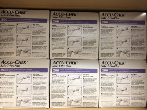 Accu-Chek Safe-T-Pro Plus Single Use Lancets 6 Boxes of 200 NEW Exp 2022