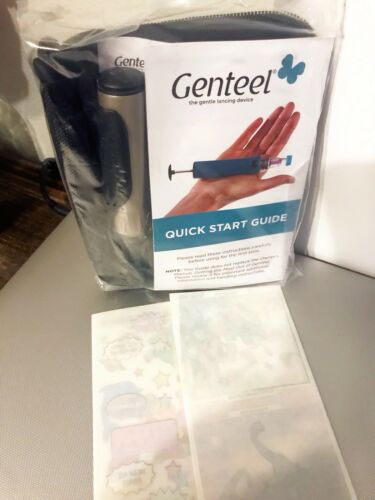 Genteel Lancing Device Bundle - Silver - Brand New Sealed!!! Stickers Included!!