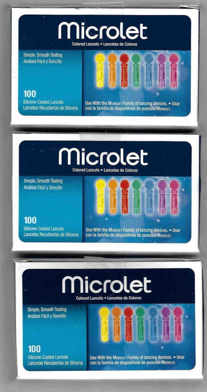 Bayer Color Microlet Lancets - 100 Count (Pack Of 3)